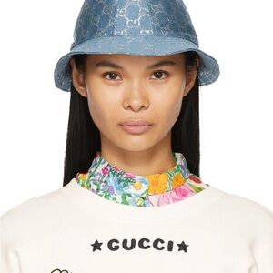 Gucci Blue Denim Bucket Hat Casual Accessory